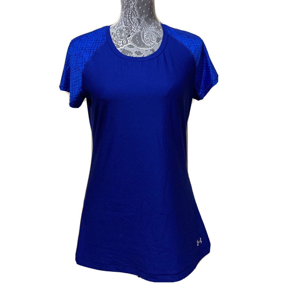 Under Armour Women T Shirt M Athletic Short Sleeve Blue Running Active Crew Neck